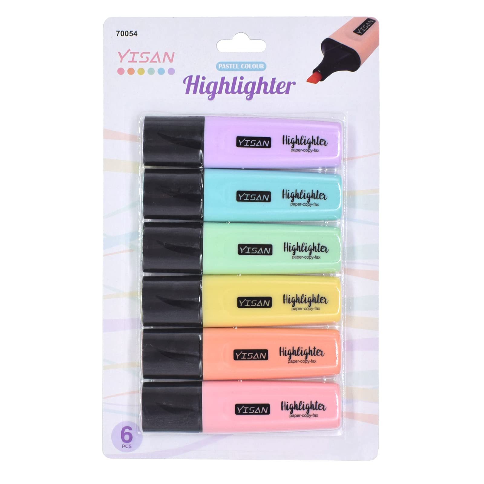YISAN Pastel Highlighters - 6 Assorted Chisel Tip Markers for Office & School Supplies | Perfect for Note Taking, Journaling & Study Organization