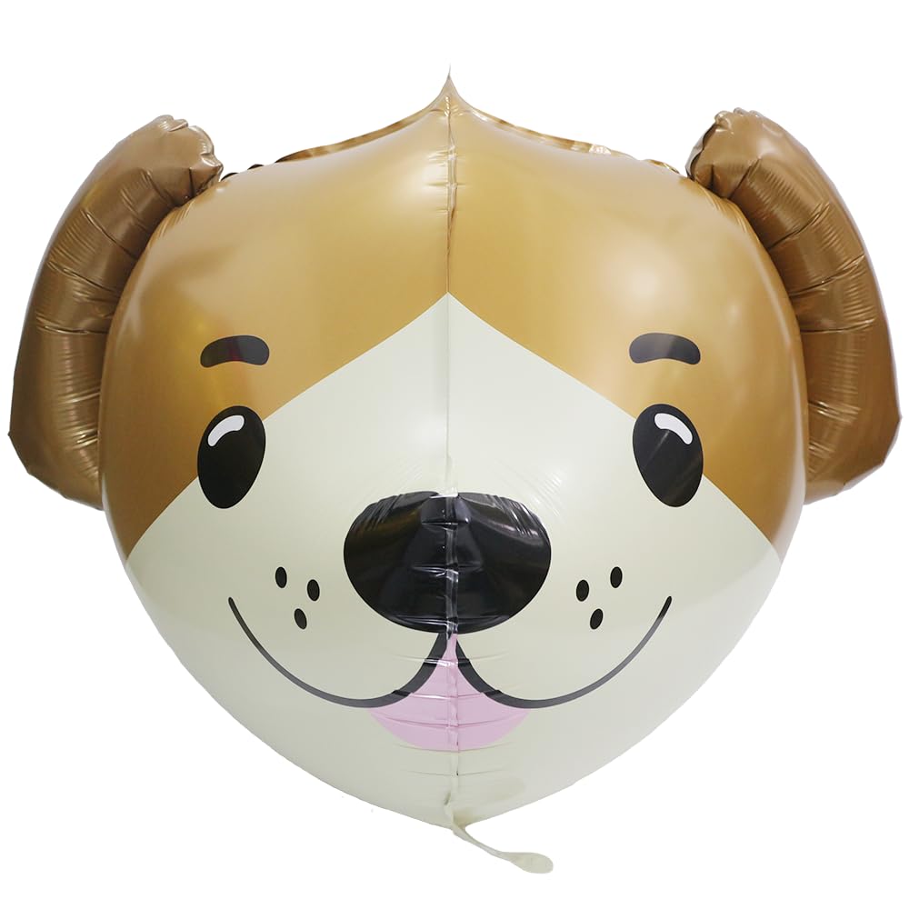 4D Animal Dog Head Shaped Balloons - 4 Pack 22'' Brown Cartoon Dog Foil Balloons for Puppy Birthday Party, Baby Shower, Dog Themed Decorations & Pet Celebration Supplies | Perfect for Indoor & Outdoor Decor, Photo Backdrops, and Festive Events
