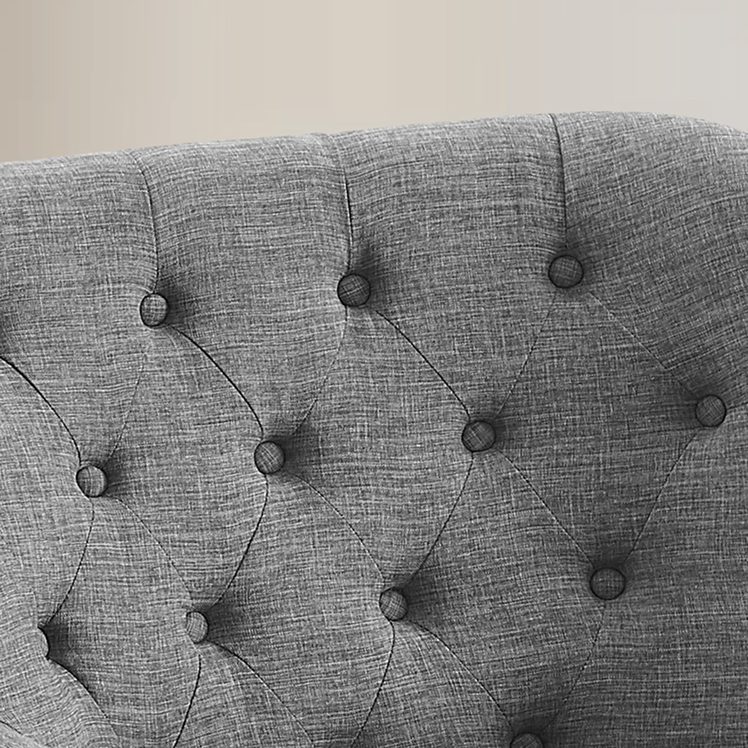 Rosevera Mid-Century Modern Accent Chair with Ottoman Set - Upholstered Armchair for Living Room or Bedroom - Comfortable Reading Chair with Footrest, Small Lounge Chair in Grey - Perfect for Relaxing, Reading & Home Decor