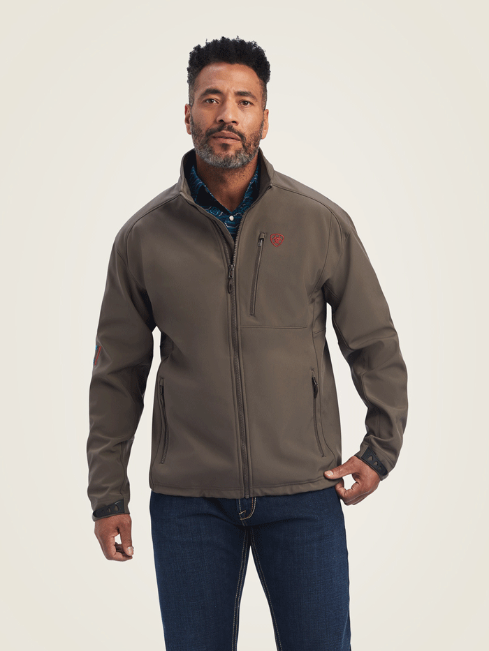 Ariat Men's Logo 2.0 Softshell Jacket - Waterproof Windbreaker for Outdoor Activities, Hiking & Work - Banyan Bark Color