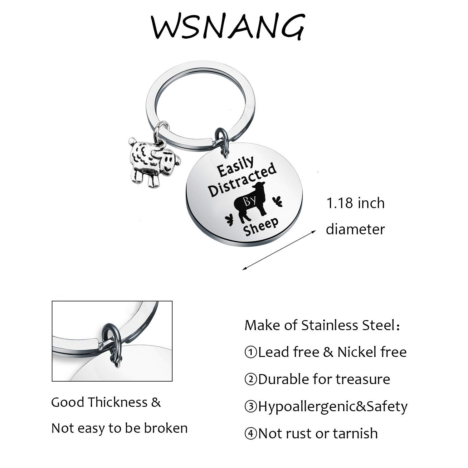 WSNANG Sheep Lover Gift - Cute Animal Keychain Jewelry for Sheep Enthusiasts, Farm Animal Lovers | Perfect for Keyrings, Backpacks, Gifts & Everyday Accessories