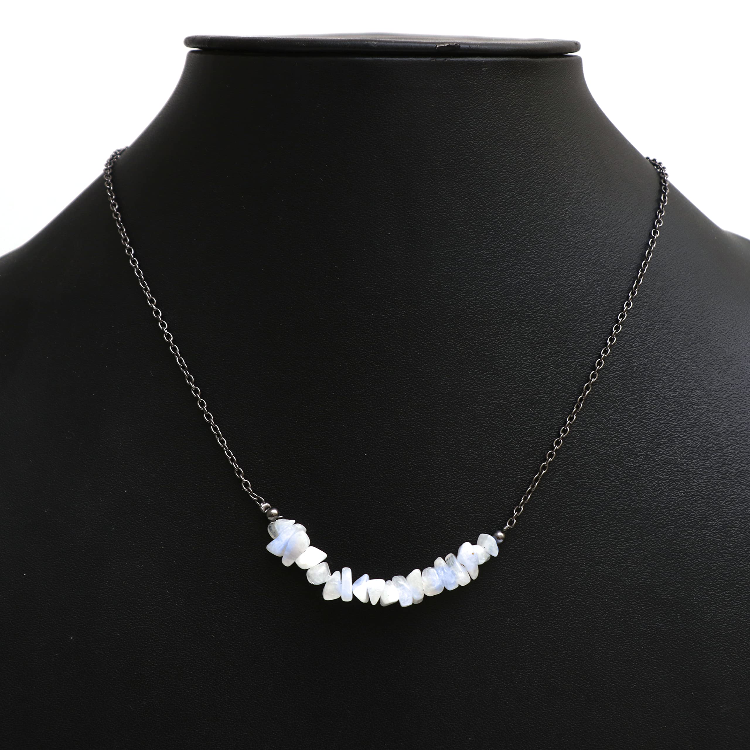 Gempires Rainbow Moonstone Crystal Necklace - June Birthstone Jewelry for Women | 18 Inch Hypoallergenic Black Plated Necklace | Perfect for Birthdays, Anniversaries & Spiritual Healing