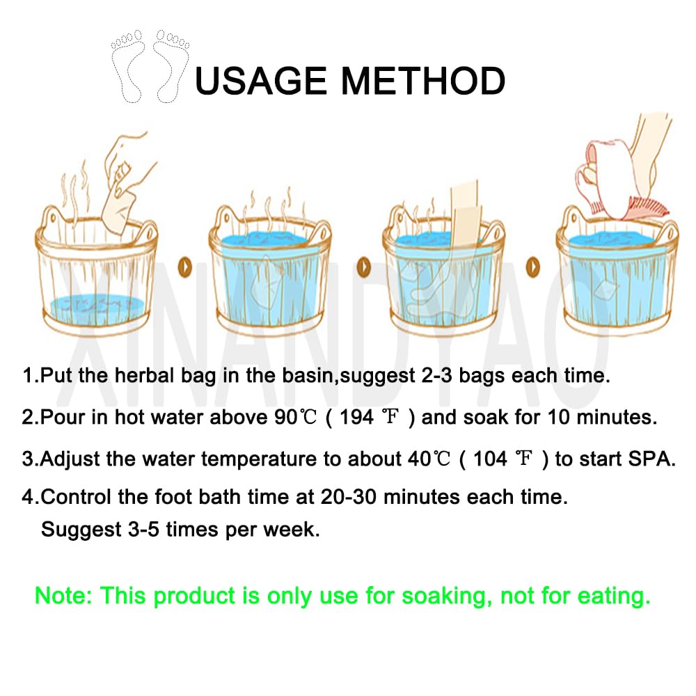 100 Bags Mugwort Herb Foot Soak Powder Kit - Natural Chinese Herbal Foot Bath Spa for Relaxation & Reflexology - Perfect for Home Spa, Stress Relief & Foot Care