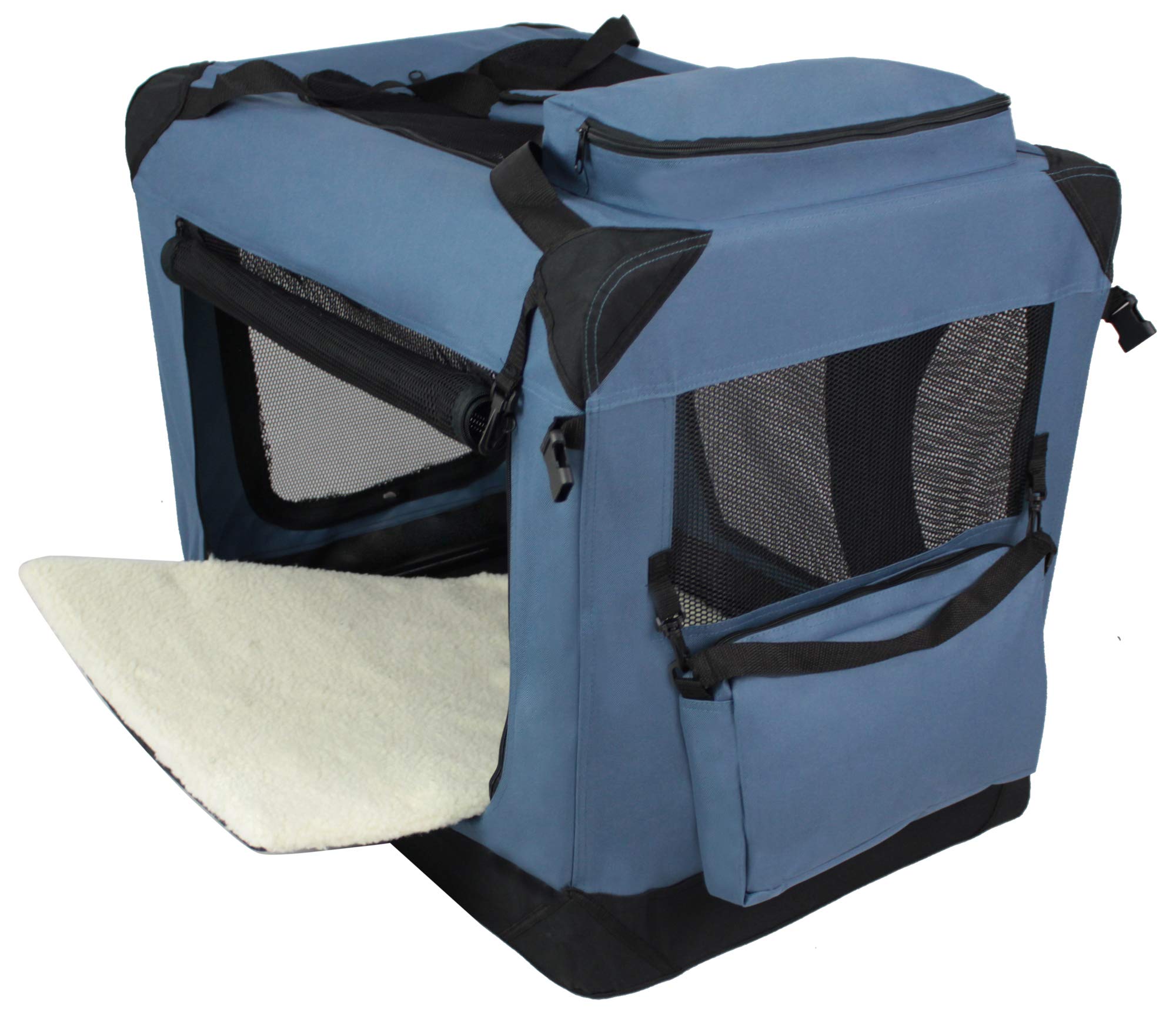 EliteField 3-Door Foldable Dog Crate with Bed - Portable Pet Home for Indoor/Outdoor Use