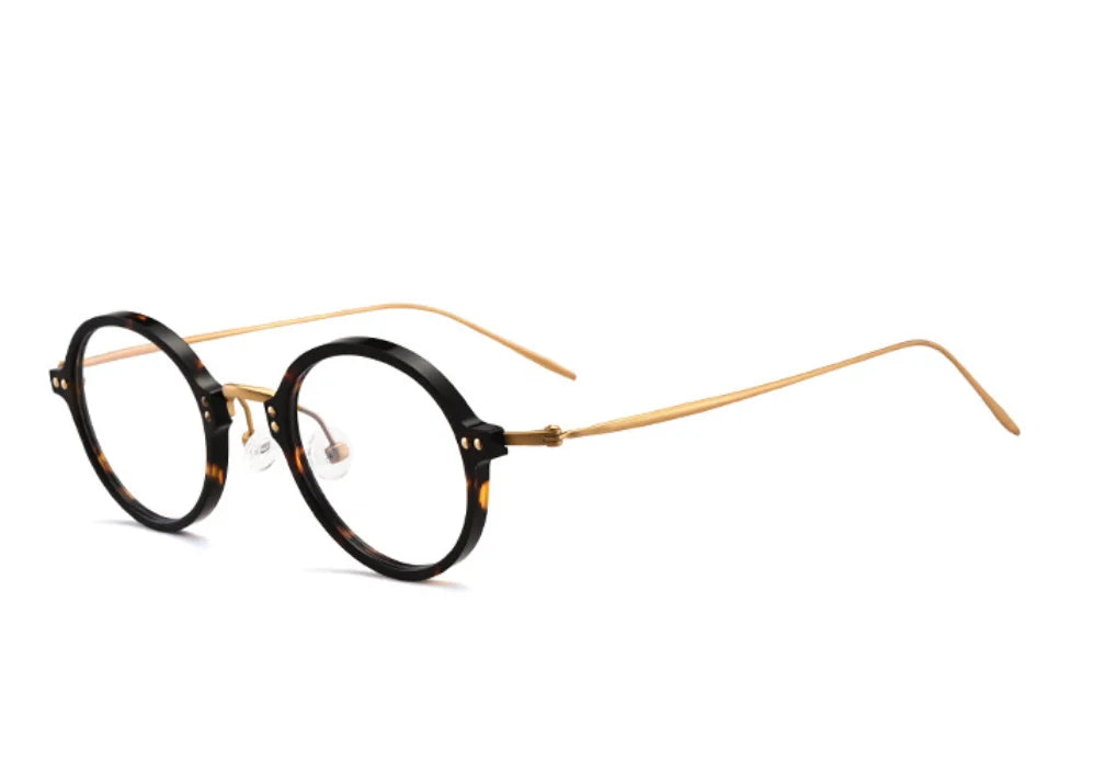 Aimee Women's Full Rim Small Round Titanium Acetate Eyeglasses Frame 12543 - Lightweight & Durable Glasses for Work, Reading & Fashion Accessories