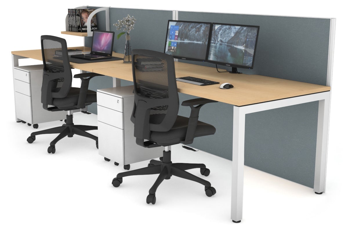 Horizon Quadro 2 Person Office Workstation with Square Legs - 1400L x 800W Dimensions, Cable Management Scallop - Perfect for Shared Workspaces & Collaborative Office Environments