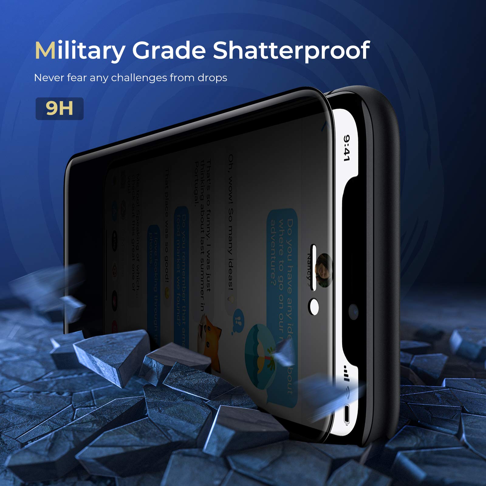 ORIbox Privacy Tempered Glass Screen Protector for iPhone 11 (2-Pack) - Anti-Scratch & Anti-Spy Protection with 2 Camera Lens Protectors - Perfect for Office, Travel & Privacy Protection