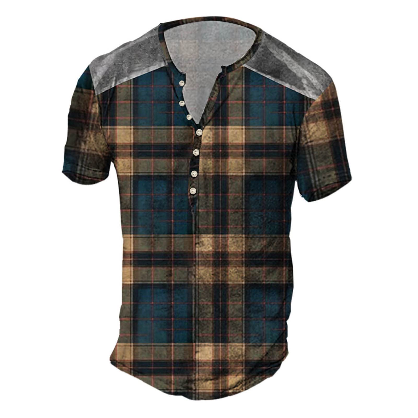 XXBR Men's Distressed Henley Shirt - Vintage Short Sleeve Button Down T-Shirt with Front Placket - Casual Washed Cotton Tee for Everyday Wear, Street Style & Summer Outfits