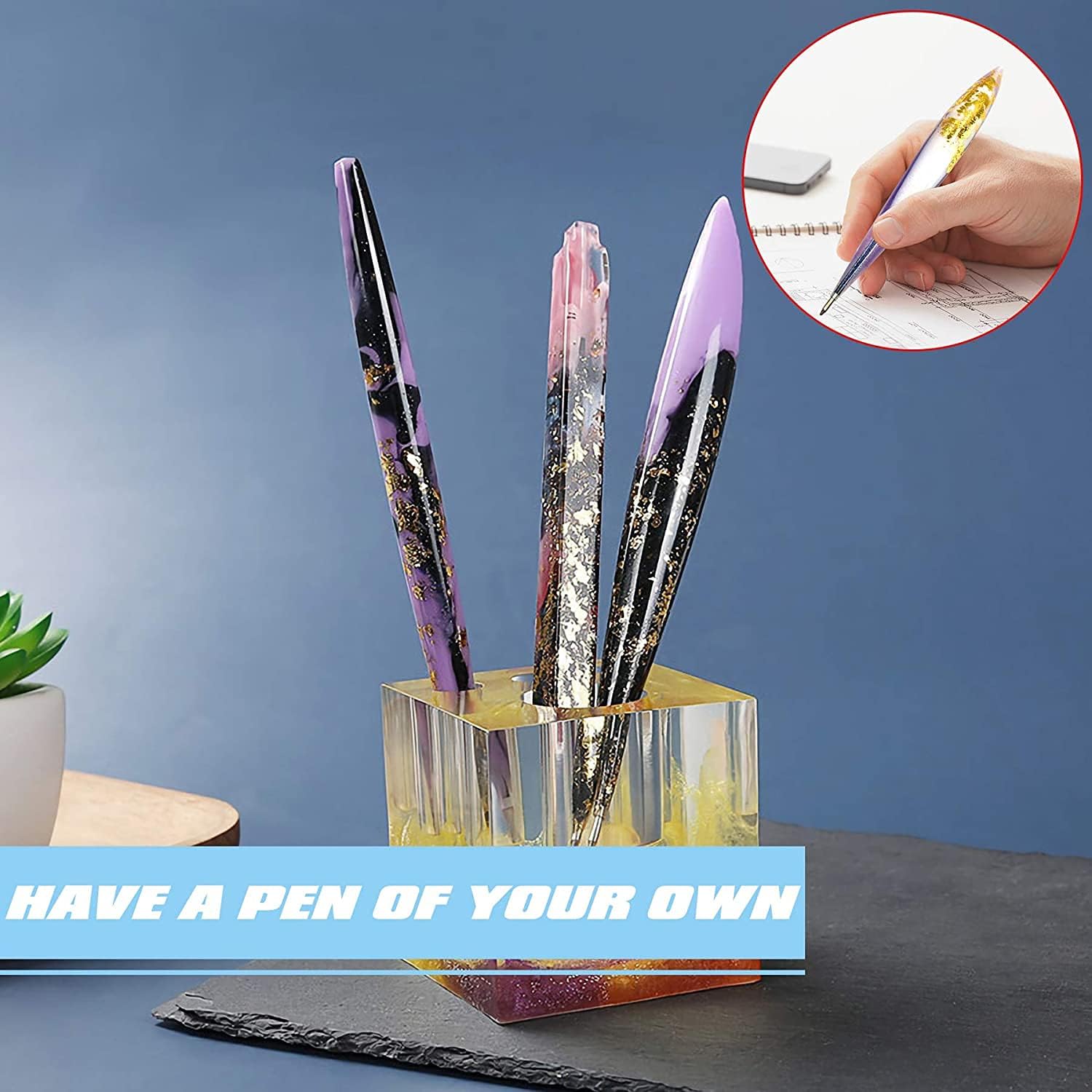 JANYUN 3-Piece Ballpoint Pen Silicone Molds for Resin Casting - DIY Epoxy Resin Craft Supplies with 75 Refill Pens (Black) - Perfect for Handmade Jewelry, Keychains & Unique Gift Making
