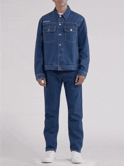Men's Nettle Denim Jacket - Medium Wash Distressed Vintage Style for Casual Wear & Outdoor Activities