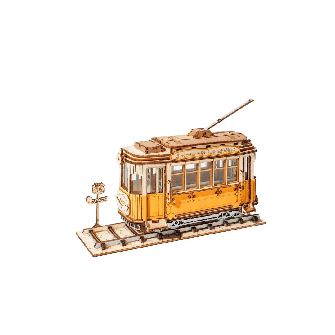 3D Wooden Puzzle Tramcar - DIY Model Kit for Adults & Teens - Creative Brain Teaser & Home Decor - Perfect for Stress Relief & Family Bonding Activities