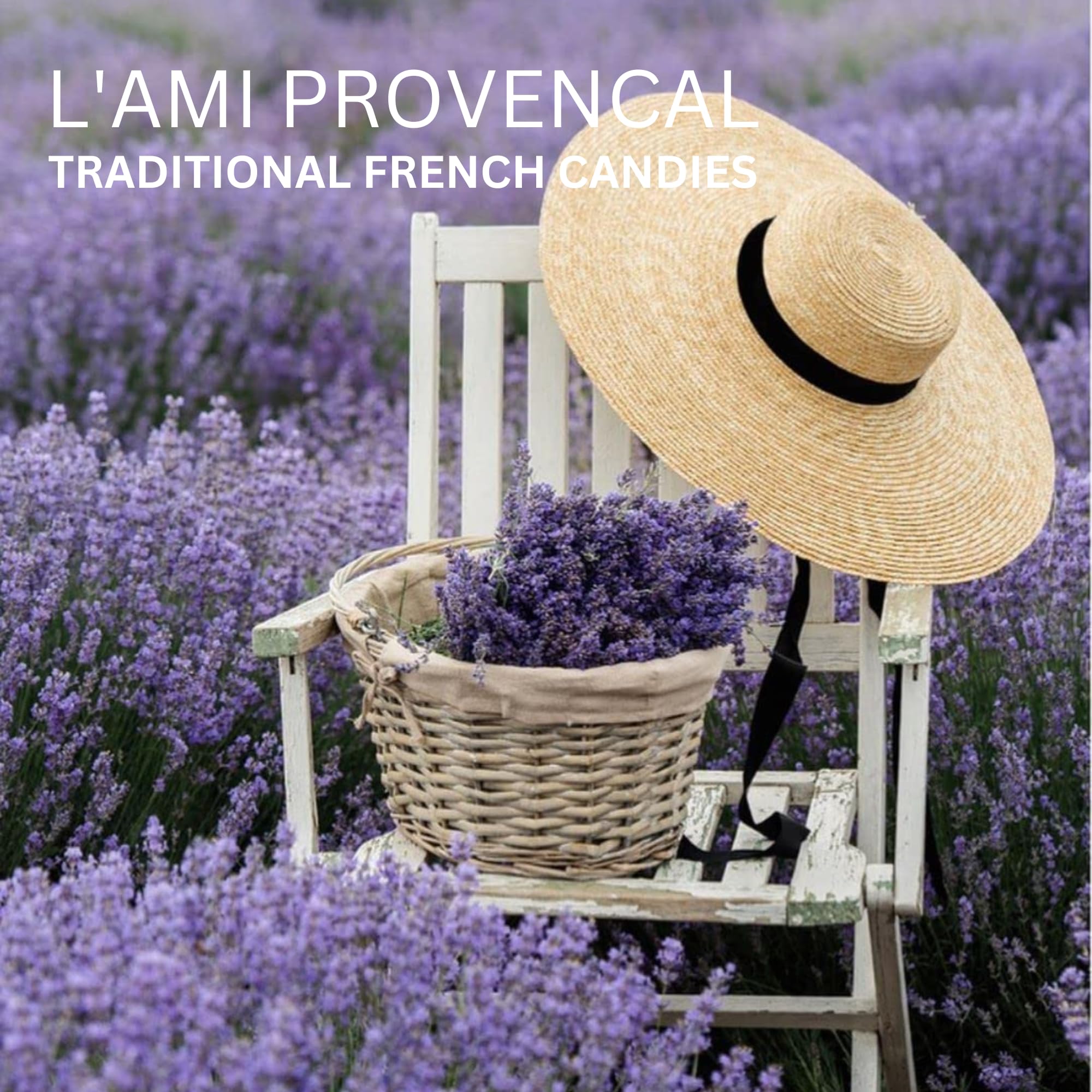 Violet French Hard Candy - L'Ami Provencal Gourmet Candy 5.3 oz (150g) | Elegant Floral Treat for Tea Time, Gifts & Dessert Toppings