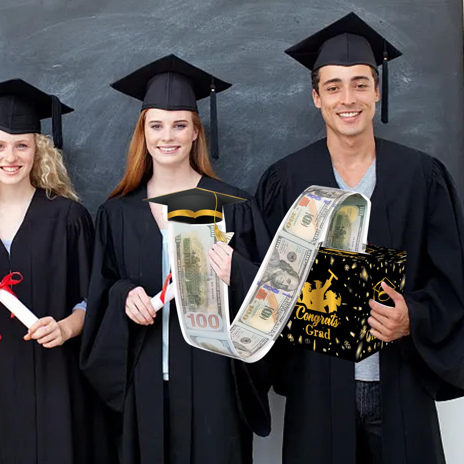 2024 Graduation Money Gift Box - Black Surprise Explosion Box for Elementary, Middle, High School & College Graduates | DIY Cash Holder with Pull-Out Card | Perfect for Graduation Parties, Class Gifts & Congratulations Celebrations
