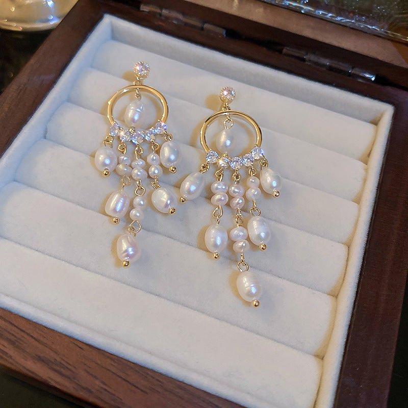 Baroque Freshwater Pearl Chandelier Earrings for Women - Elegant Dangle Earrings for Wedding, Party & Special Occasions | HE9269