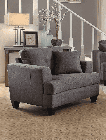 Toronto Grey Tufted Linen Chair - Modern Upholstered Accent Chair for Living Room, Bedroom & Office - Perfect for Home Decor, Reading Nook & Lounge Areas
