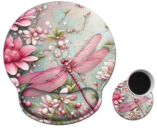 Pink flowers dragonfly-132