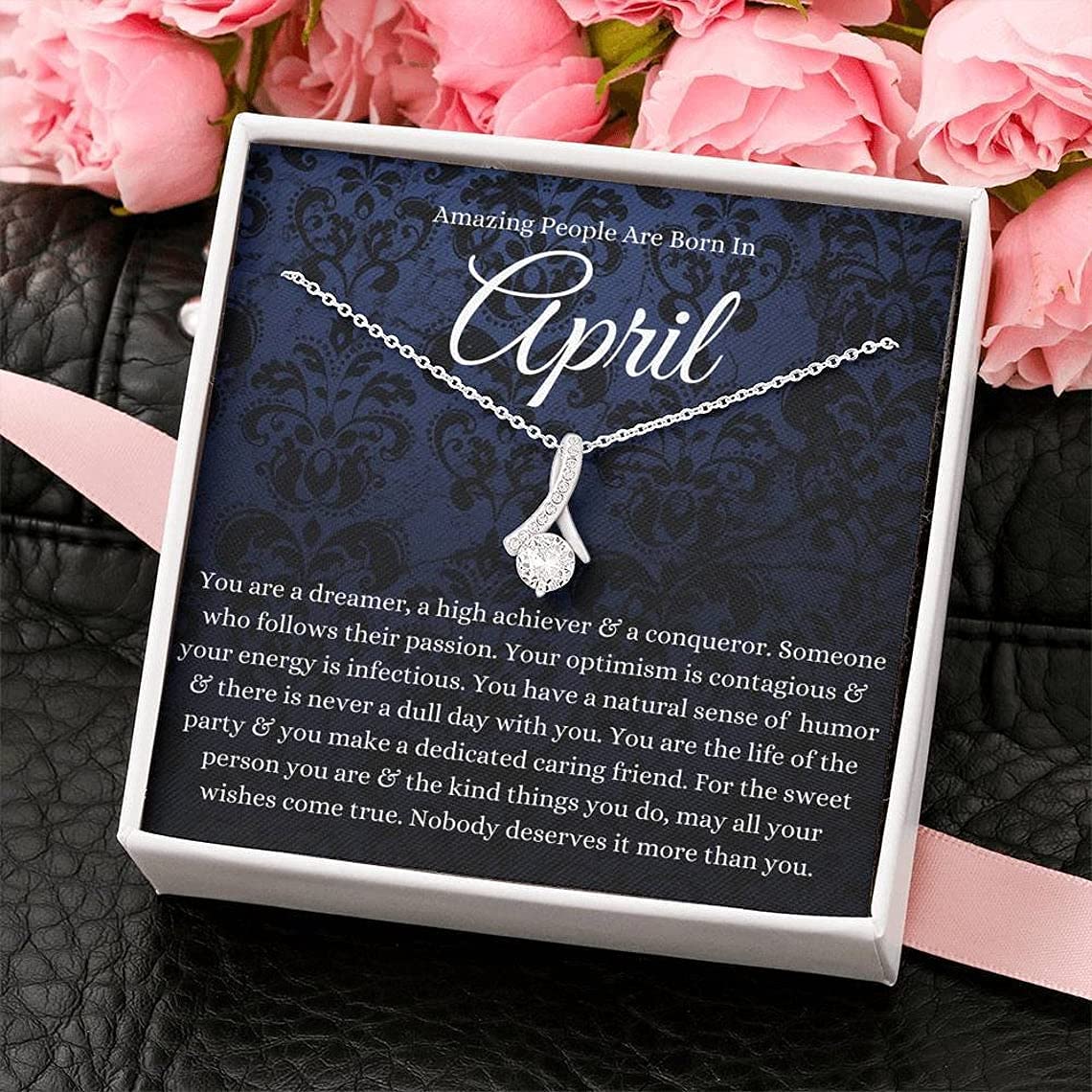 Custom Zodiac Necklace - April Birthday Gift with Card & Box for Horoscope Lovers