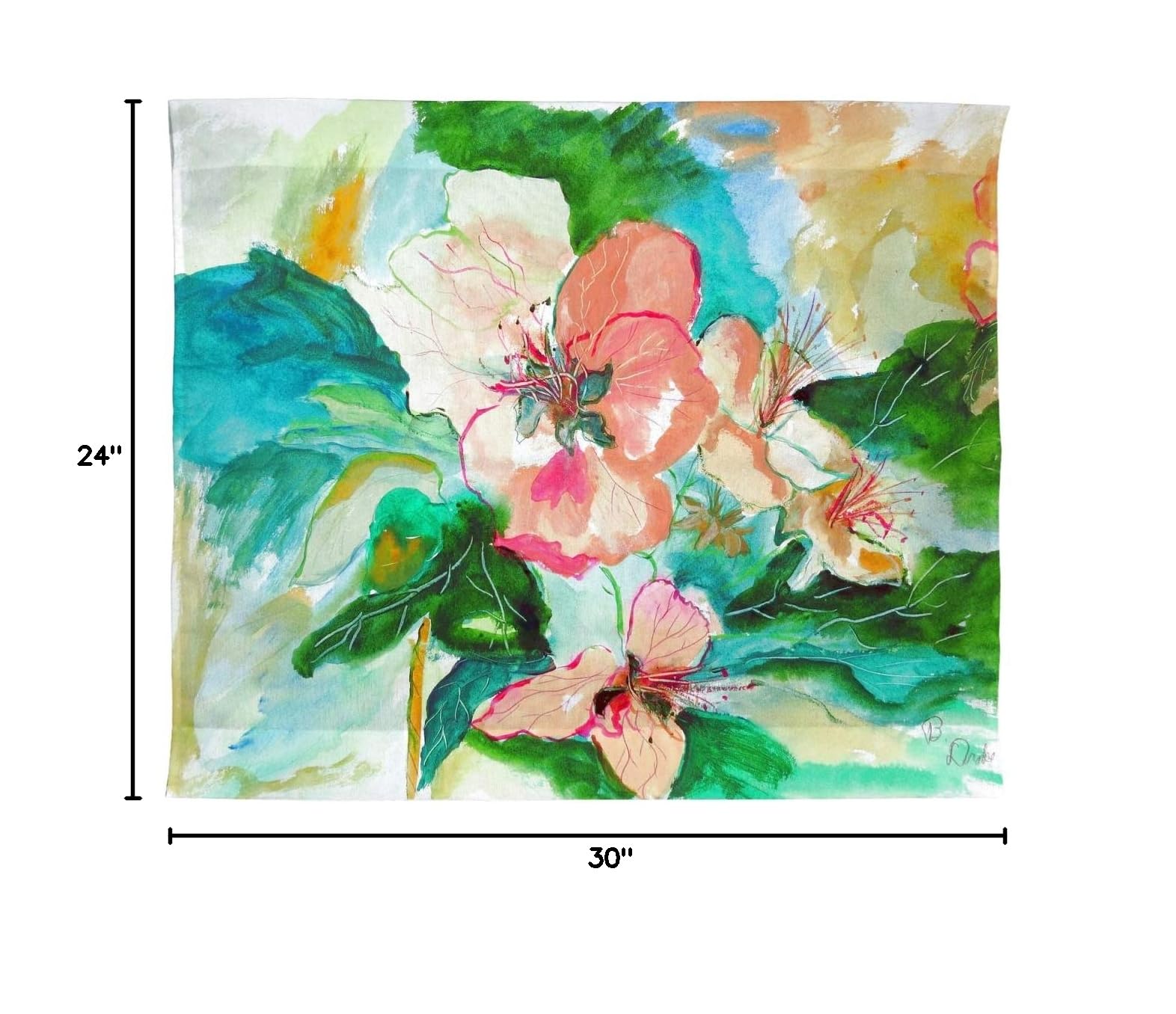 Betsy Drake TP724 24x30 Inch Peach Floral Wall Hanging Tapestry - Elegant Home Decor for Living Room, Bedroom, or Dorm