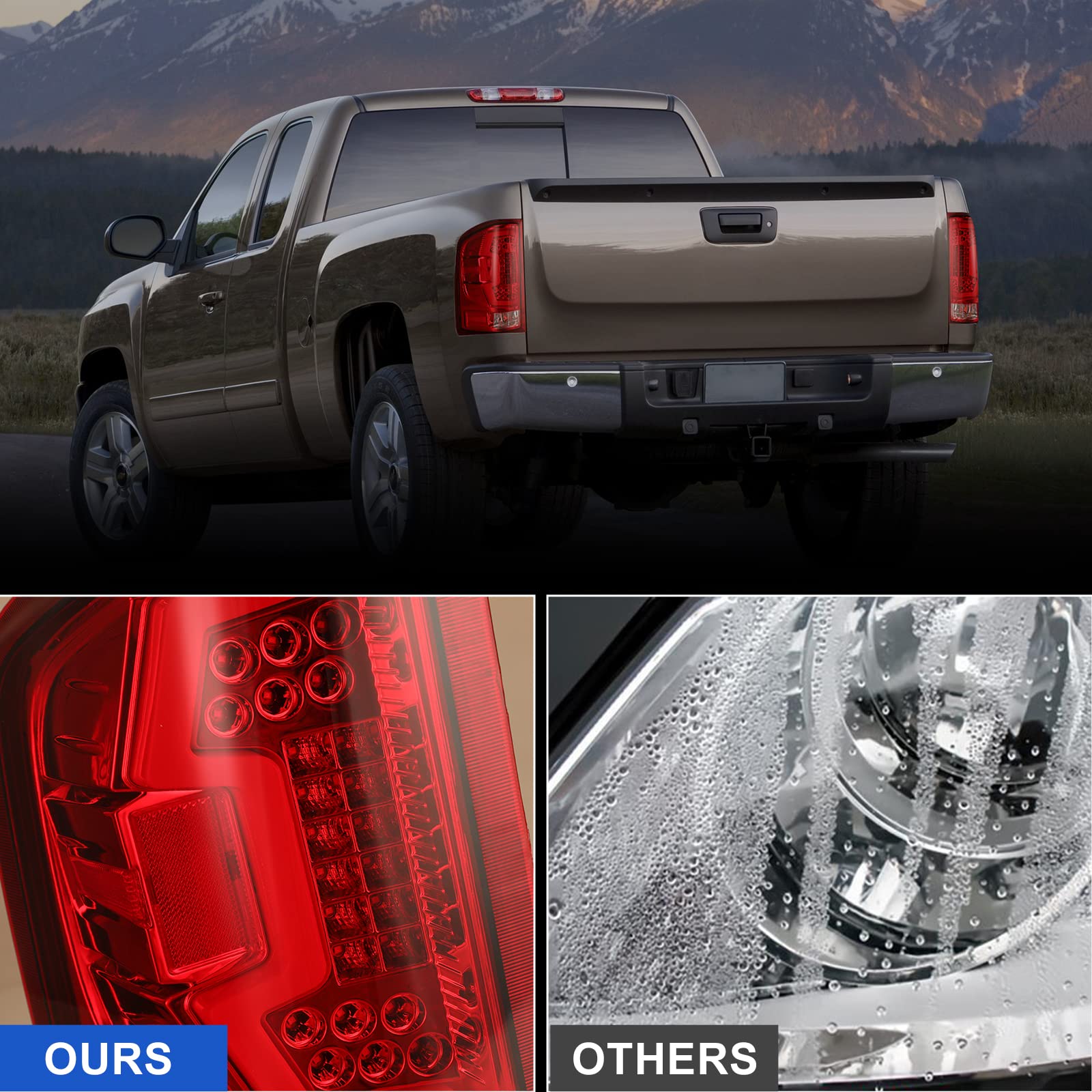 ROXX LED Sequential Tail Lights for Chevy Silverado 1500 2500HD 3500HD (2008-2014) - Chrome Housing with Red Lens - Direct Replacement LED Rear Light Assembly - Enhanced Visibility & Style - Perfect for Night Driving & Custom Truck Upgrades