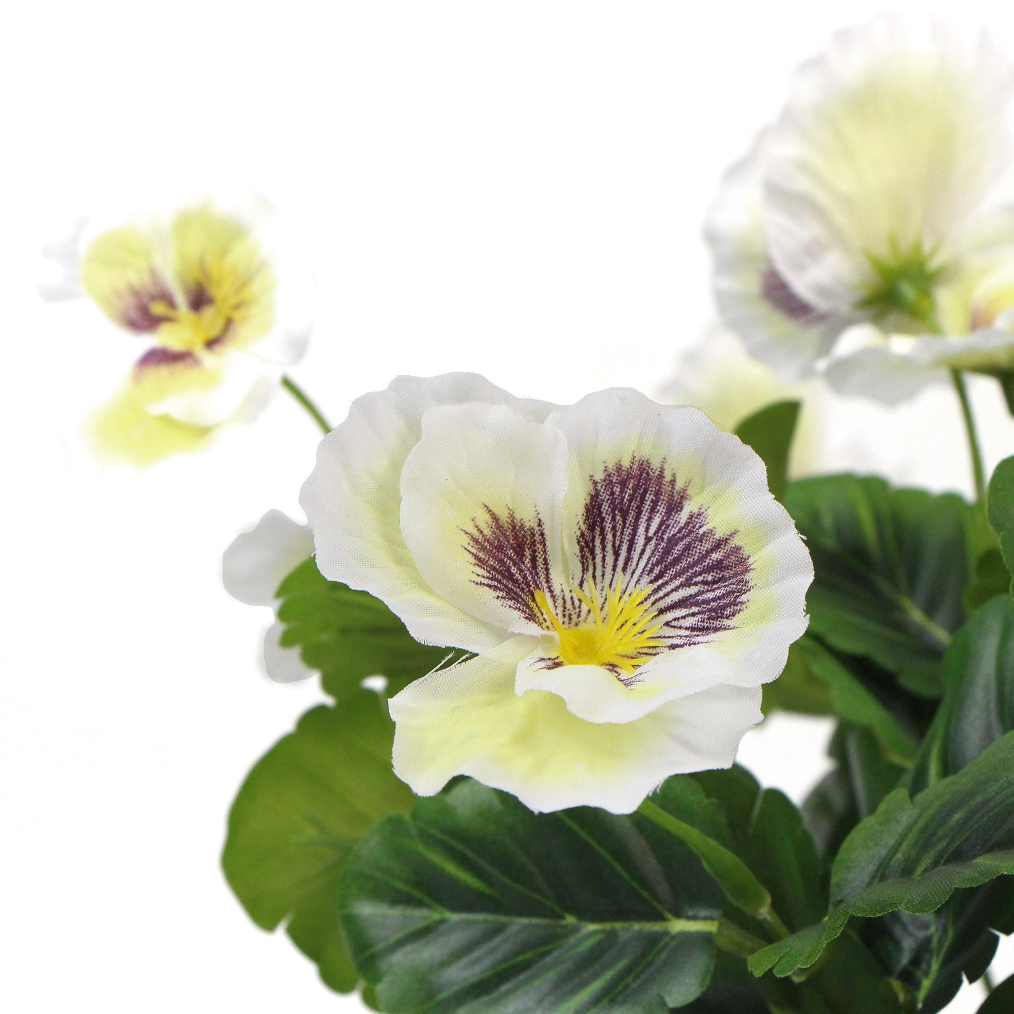 25cm Mixed White Flowering Artificial Pansy Potted Plants - Perfect for Home Decor, Office Desk, and Wedding Centerpieces