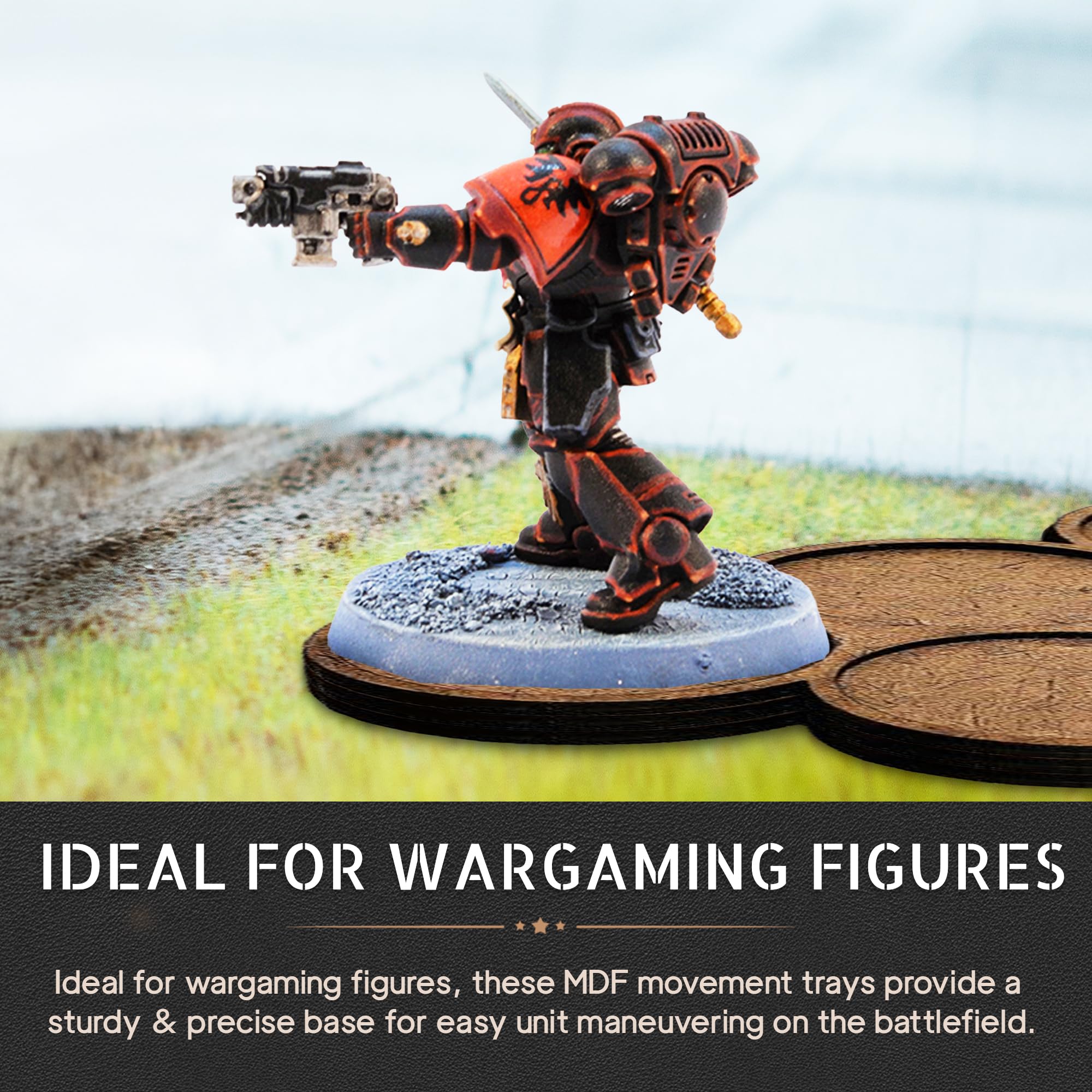 Custom MDF Movement Trays for 28mm Miniatures & Figures - Tabletop Gaming Bases