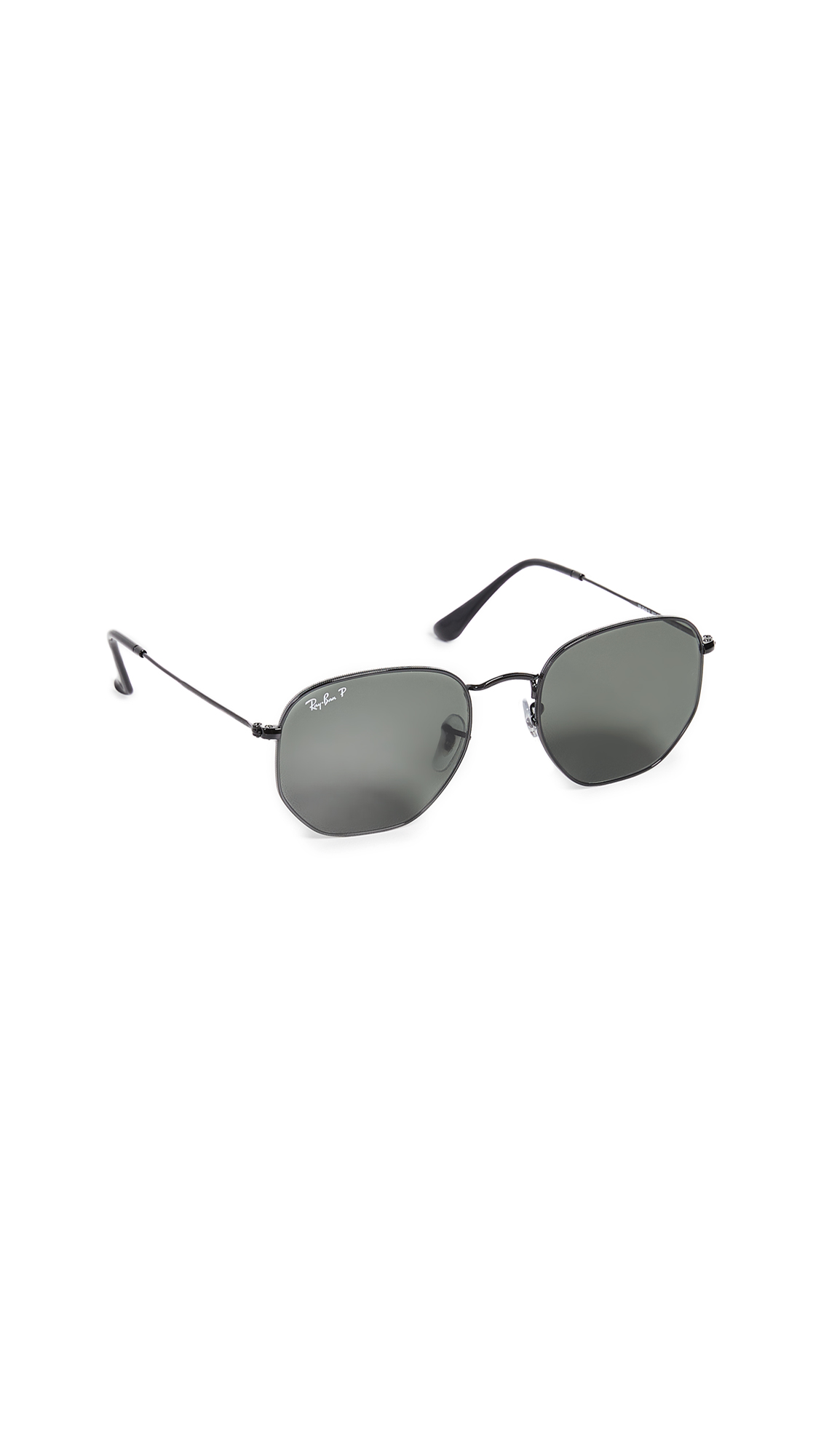 Ray-Ban RB3548N Polarized Hexagonal Sunglasses for Women - Black/Grey Frame, UV Protection, Lightweight & Stylish - Perfect for Driving, Beach & Outdoor Activities