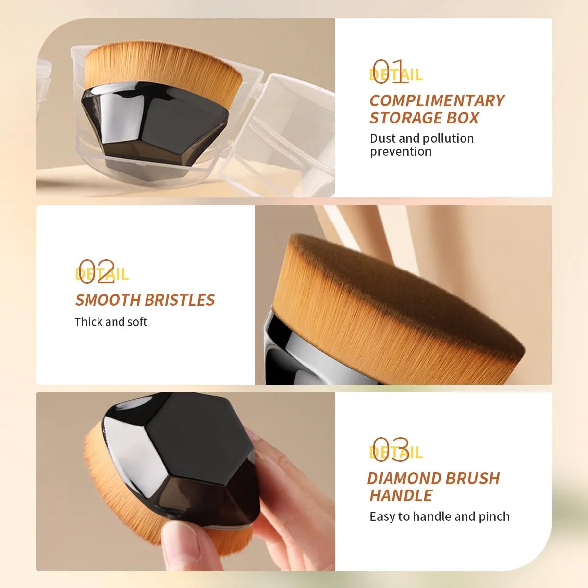 ATHA Liquid Makeup Brush - Professional Flat Top Kabuki Foundation Brush for Seamless Blending of Liquid, Cream & Powder | Travel-Friendly with Case (Multicolor) | Perfect for Everyday Makeup & On-The-Go Touchups