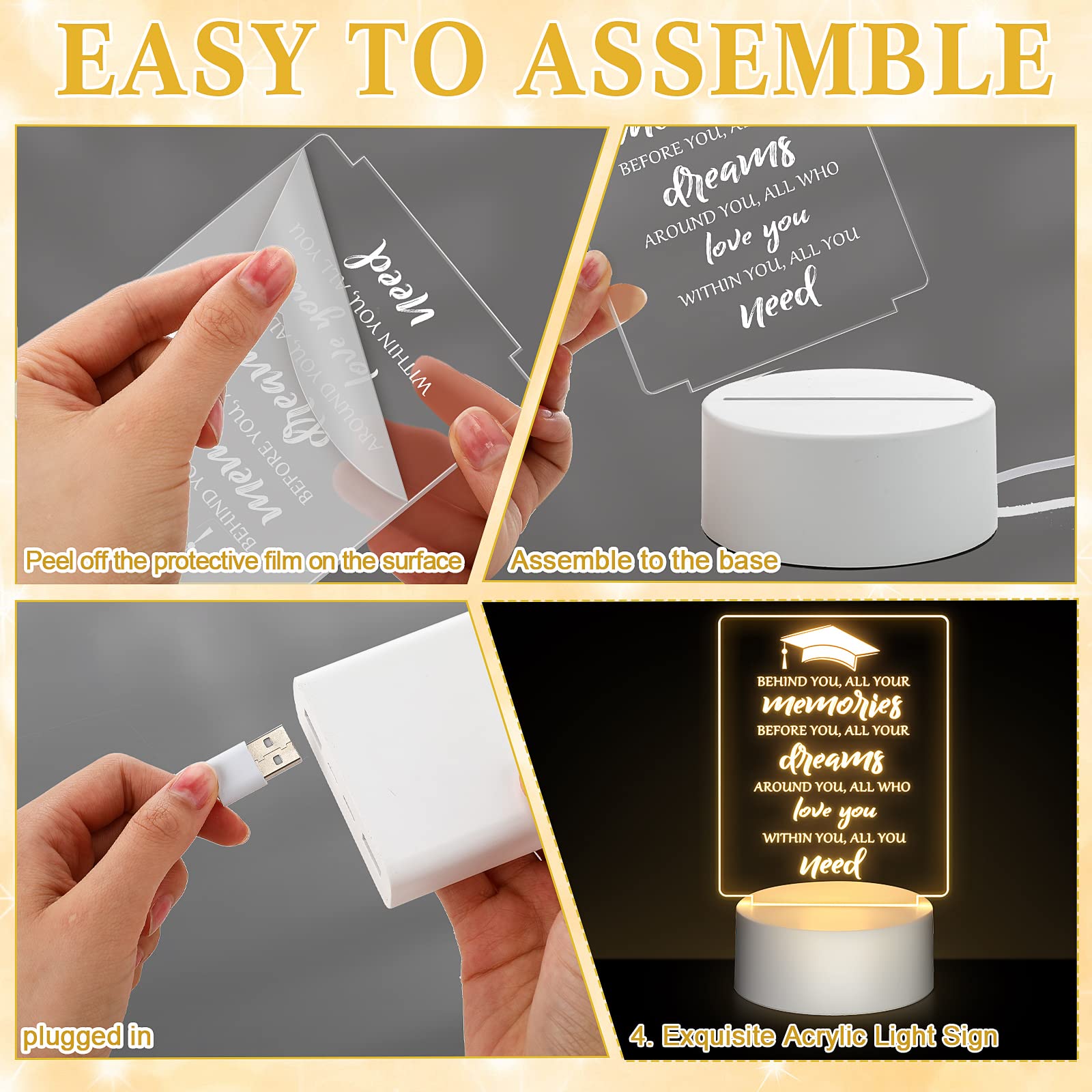 **Hortsun Graduation LED Lamp 2025 - Night Light with Graduation Cap Design - Inspirational College Graduation Gift for Students, Teachers, Classmates - Perfect for Dorm Decor, Graduation Party, and Desk Lighting**