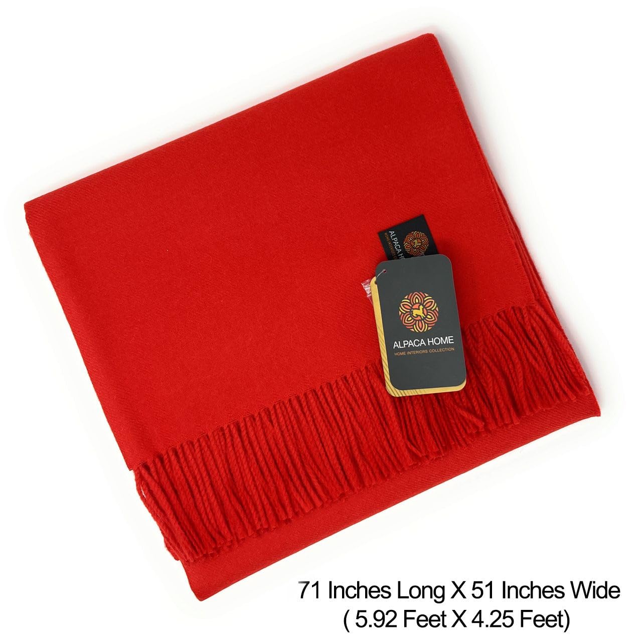 Premium 100% Baby Alpaca Wool Throw Blanket - Hypoallergenic, Allergen Free, Ultra Soft & Warm - 51x71 Inches (Cayenne) - Perfect for Cozy Home Decor, Sofa, Bed & Travel Accessory