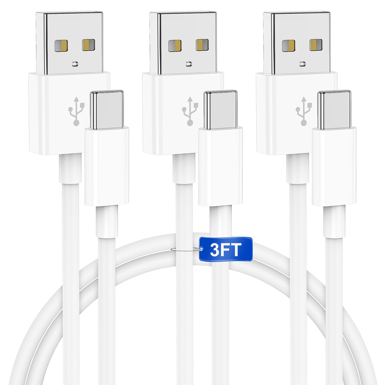 3 Pack 3ft USB A to USB C Fast Charging Cable for Apple iPhone 16 Pro Max/16/15 Pro/15 Plus/15, iPad Pro 12.9/11, iPad Air 5th/4th Gen - CarPlay Compatible Type C Charger Cord for Road Trips & Daily Commute
