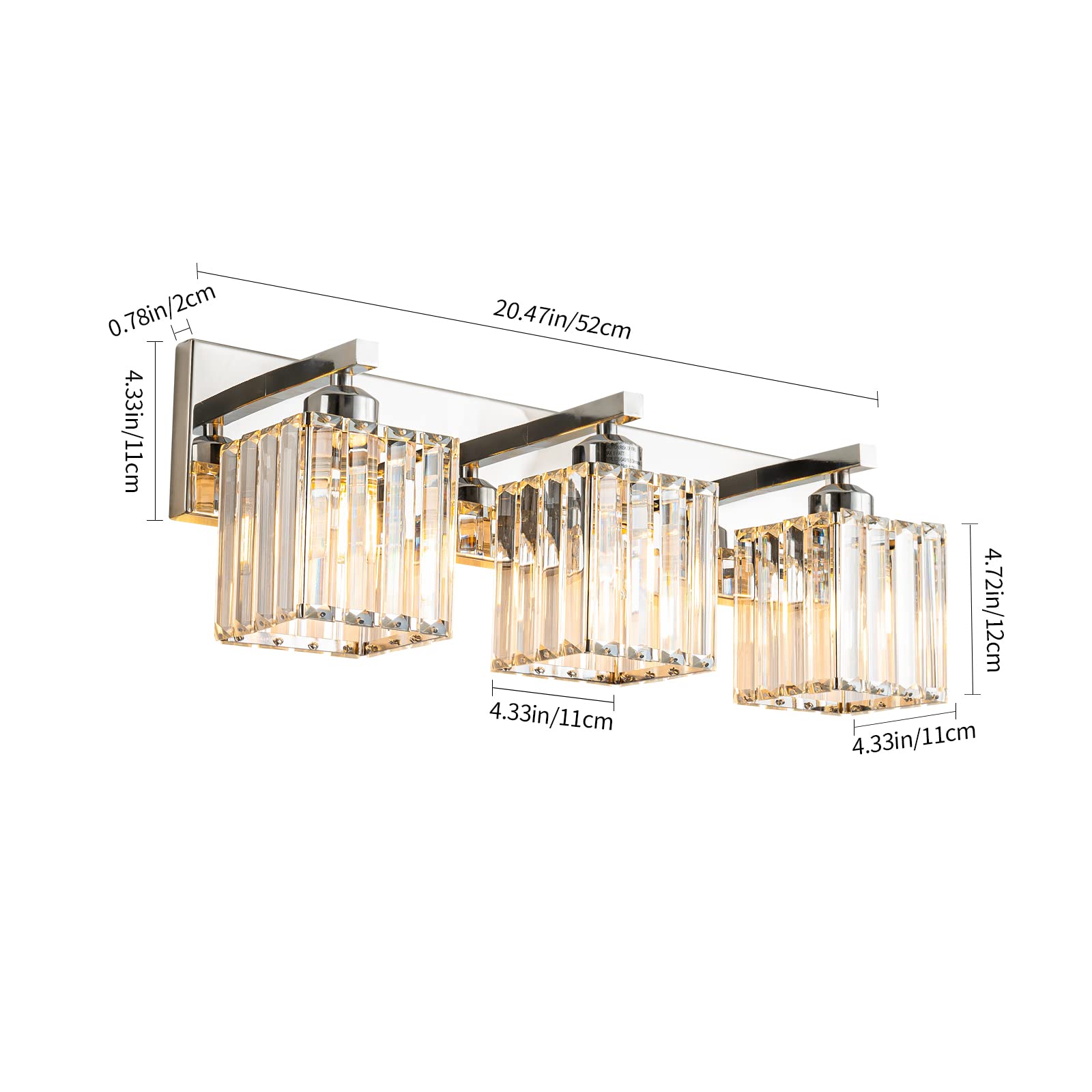 Modern Chrome Crystal Bathroom Vanity Light - 3-Light Wall Sconce Fixture with Chrome Finish for Bathroom Mirror Lighting - Perfect for Contemporary Home Decor & Spa-Style Vanity Areas