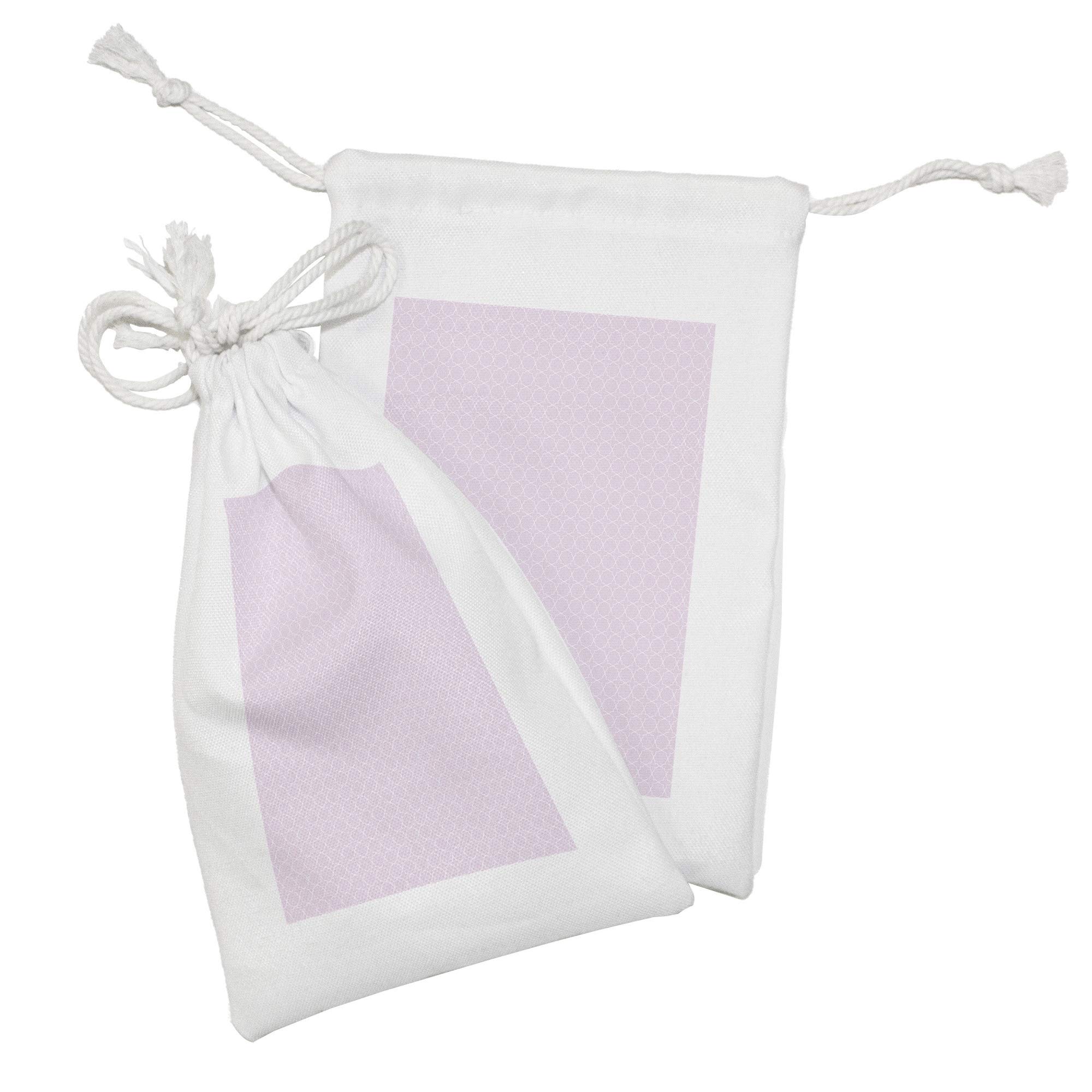 Ambesonne Eastern Fabric Pouch Set of 2 - Minimalist Thin Line Oriental Design on Pastel Background, Small Drawstring Bag for Toiletries, Masks, Jewelry & Party Favors (9