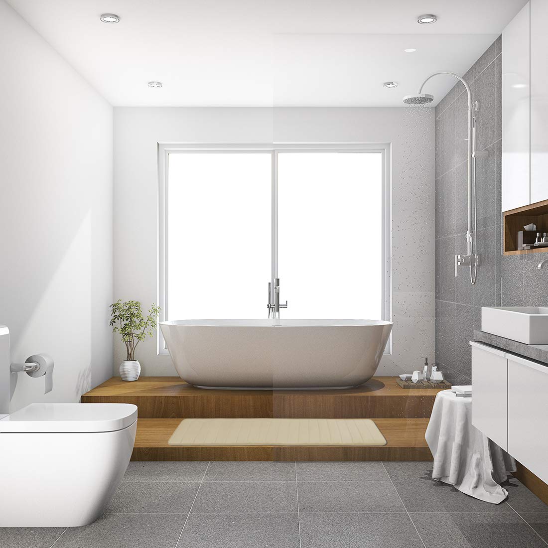 Premium Memory Foam Bath Mat - Super Absorbent Non-Slip Kitchen Rug - Soft Comfortable Floor Mat for Bathroom & Kitchen - 24