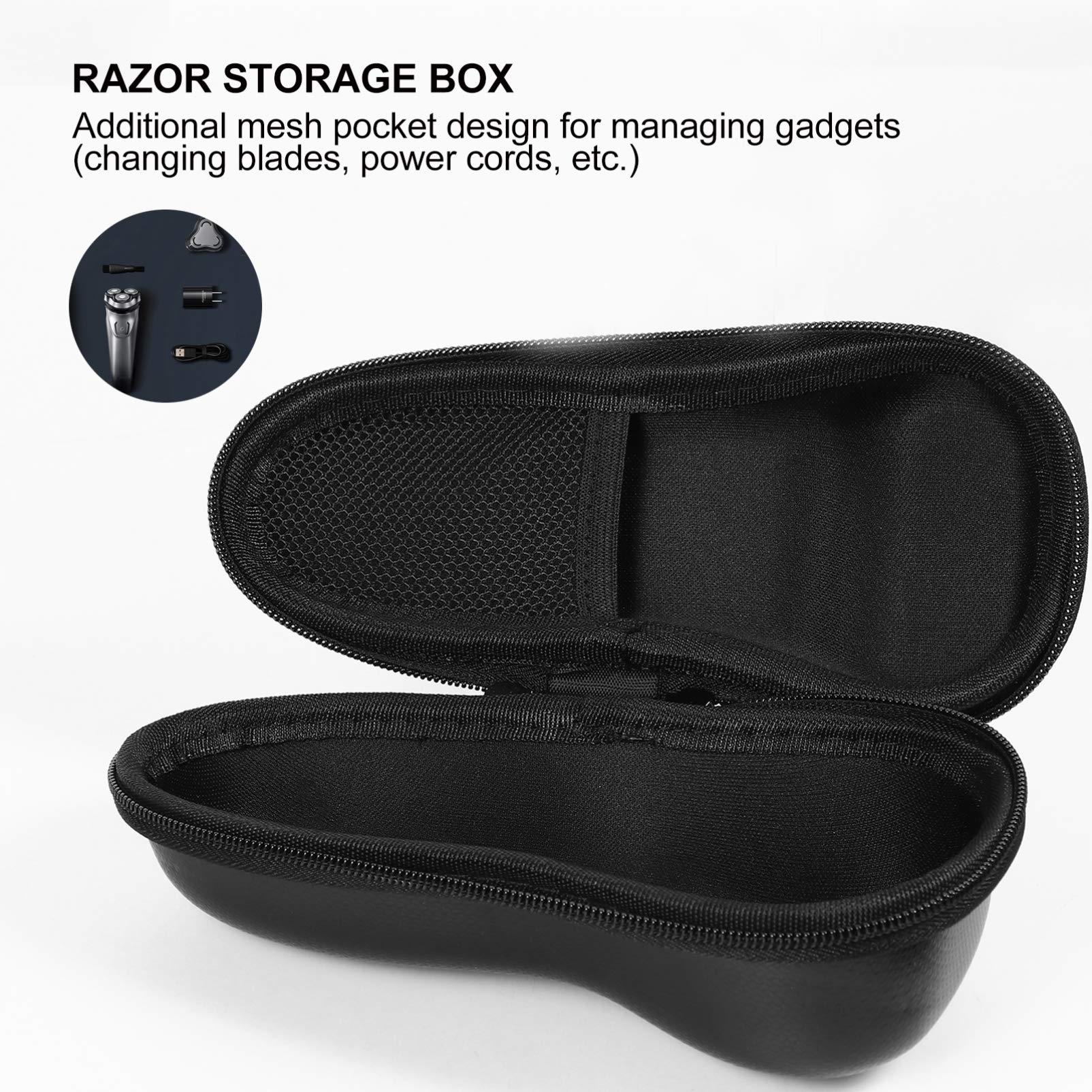 Men's Electric Razor & Travel Case Set - Rechargeable Shaver for Men & Women with Multifunction Eva Organizer | Perfect for Travel, Gym & Daily Grooming