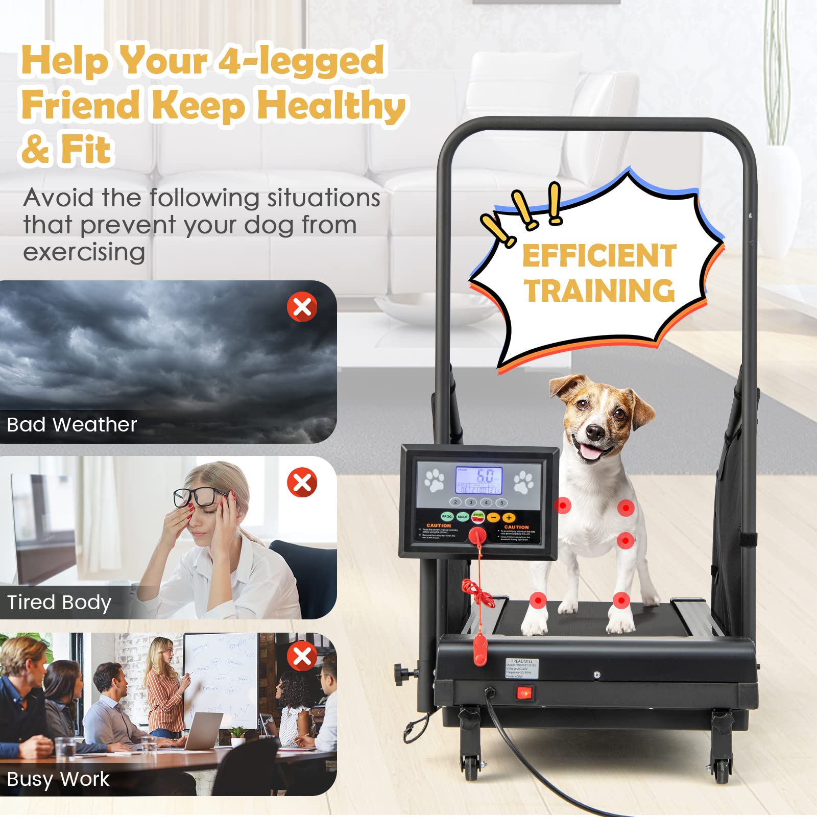 Goplus Dog Treadmill for Small & Medium Dogs - Indoor Pet Exercise Machine with Remote Control & 1.4