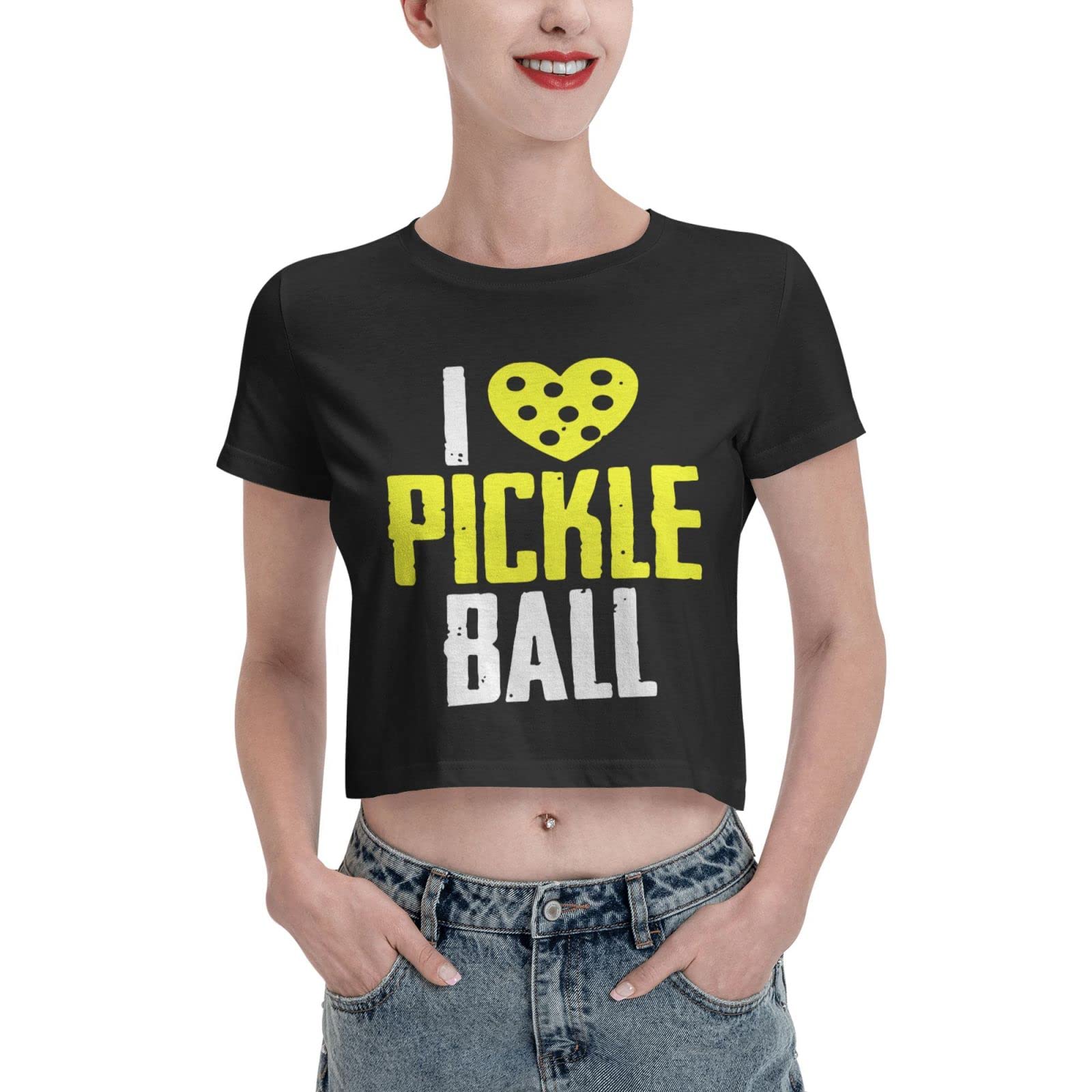 Pickleball Women's Crop Top - Soft Short Sleeve T-Shirt for Girls | Athletic Workout & Casual Wear | Perfect for Pickleball, Tennis, Gym & Everyday Fashion
