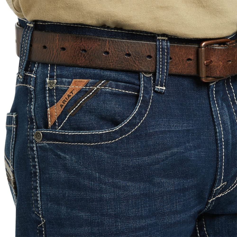 ARIAT Men's M5 Straight Stretch Denim Jeans - Comfortable Stackable Straight Leg Fit for Work, Casual & Outdoor Activities