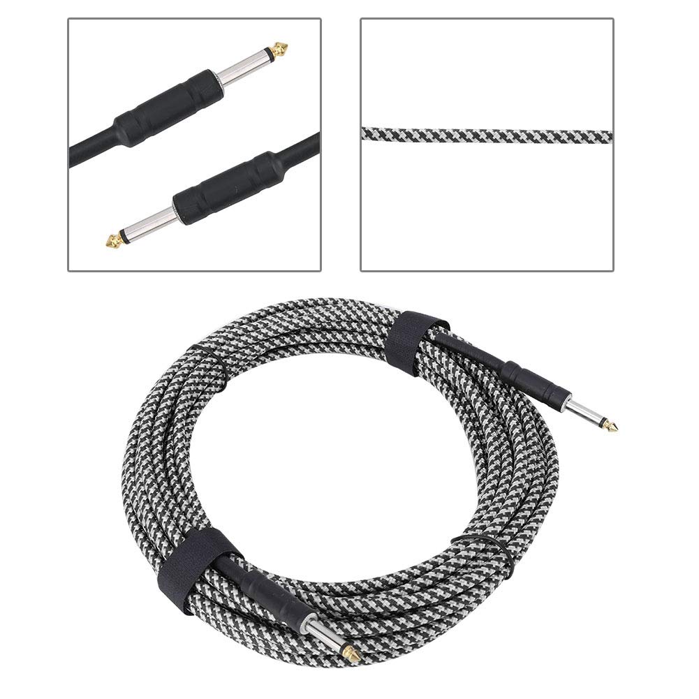 32.8ft Audio Cable with 7mm Wire - Professional Electric Bass & Guitar Cable for Piano, Organ, Keyboard - Durable Black & White Instrument Cable for Live Performances & Studio Recording