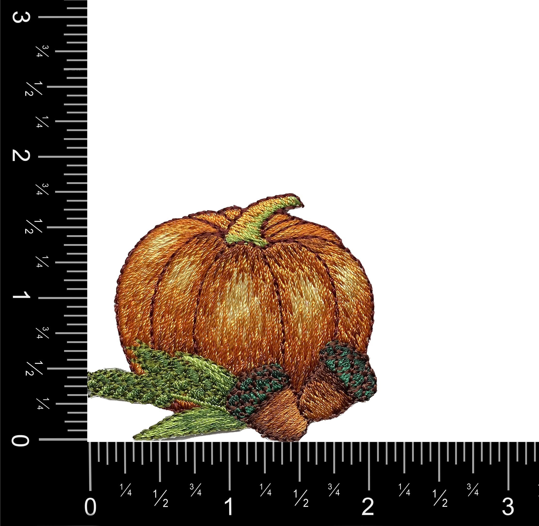 Pumpkin with Acorns Embroidered Iron On Patch - Fall Themed DIY Sewing Applique for Jackets, Hats & Bags - Perfect for Autumn Crafts and Halloween Costumes