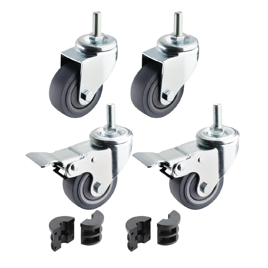 4 Pack Heavy Duty Casters for Vogue Stainless Steel Tables - Locking Swivel Wheels with Brakes, 360° Rotation, 2.5
