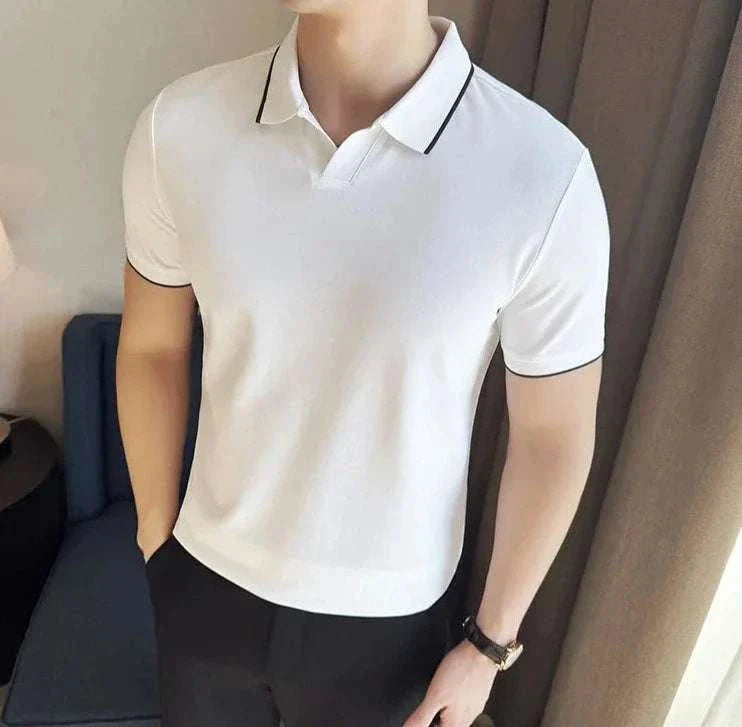 British Slim Fit Summer Polo Shirt for Men - Breathable Cotton Casual Short Sleeve Tee - Perfect for Golf, Office & Outdoor Activities