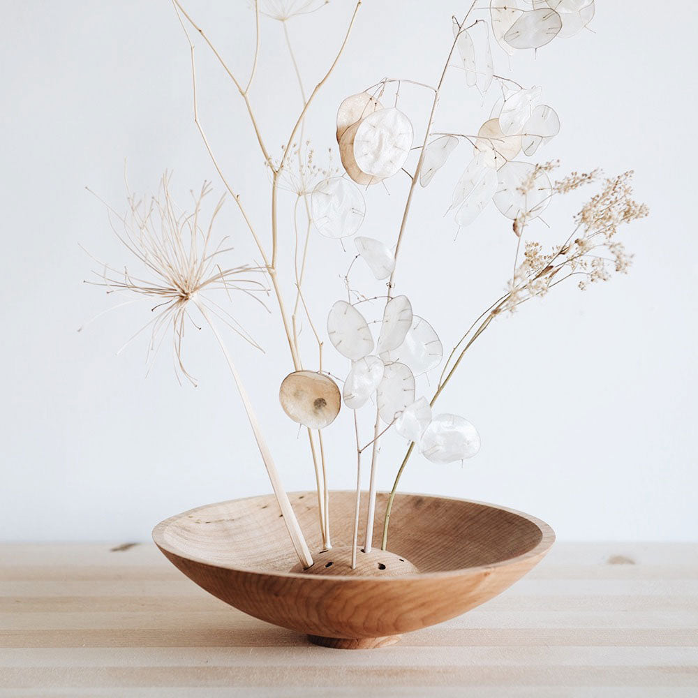 Handmade Wooden Dried Flower Bowl - Natural Home Decor for Centerpieces, Wedding Decorations & Rustic Table Settings