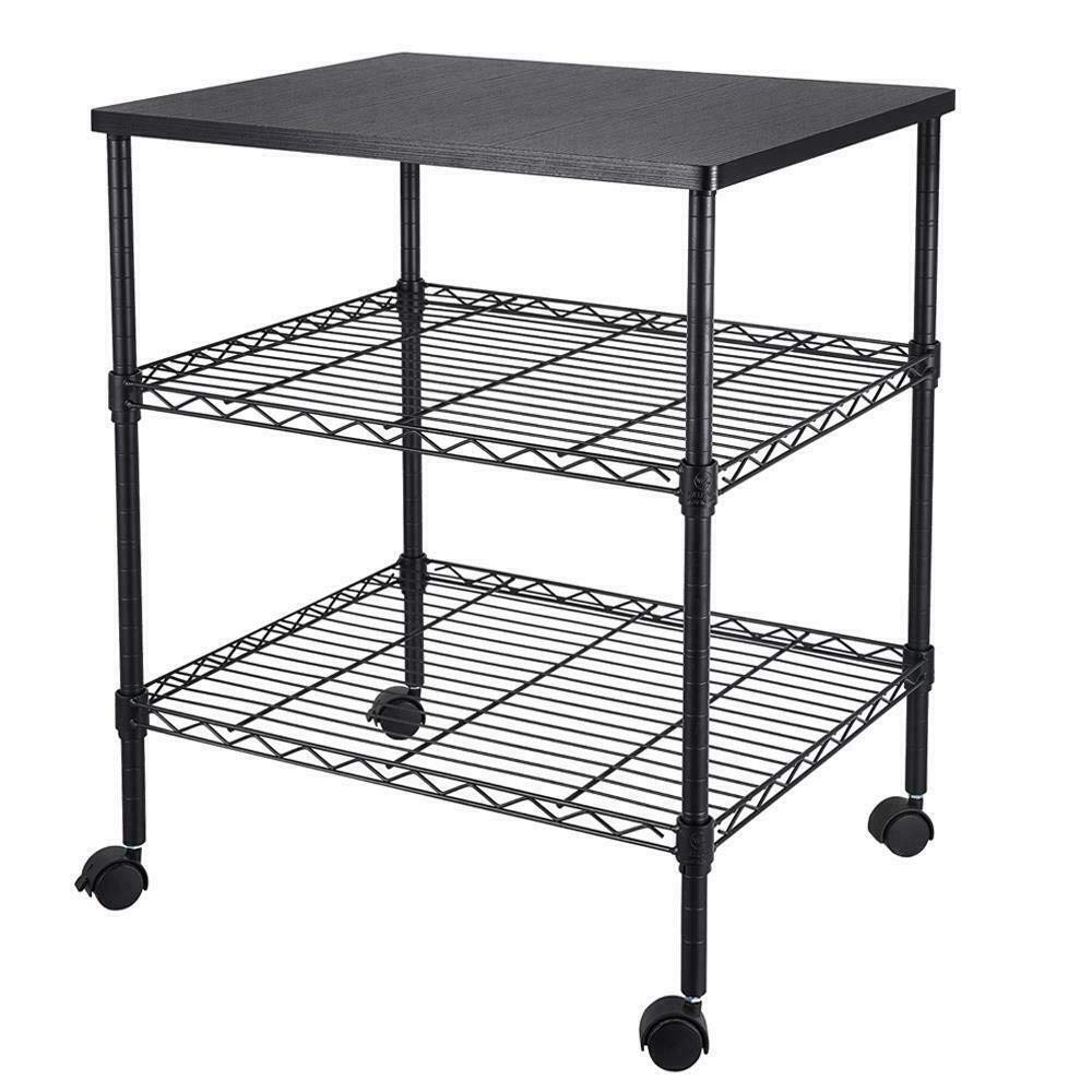 KHN 3-Tier Layer Rack Shelves - Black Kitchen Cart for Microwave Oven Storage, Pantry Organization, Dish Rack & Cabinet Organizers - Perfect for Kitchen, Bathroom & Office Storage Solutions