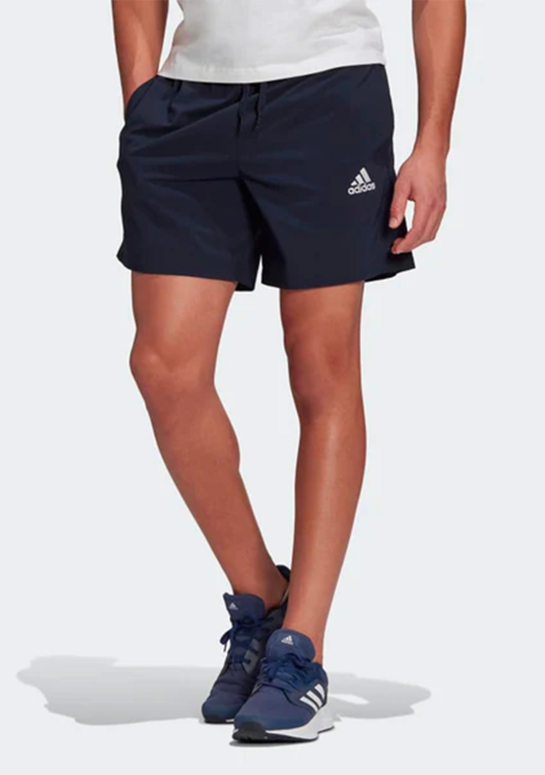 Adidas Men's Aeroready Essentials Chelsea Small Logo Athletic Shorts - Navy Blue - Moisture Wicking, Lightweight & Comfortable for Running, Gym Workouts & Casual Wear