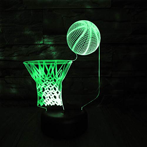 3D Basketball Night Light - Touch Switch LED Table Lamp with 7 Color Changing Modes, Optical Illusion Decor for Kids Room, Desk, Bedroom - Perfect Gift for Christmas, Birthday & Home Decor (Boys Girls Children)