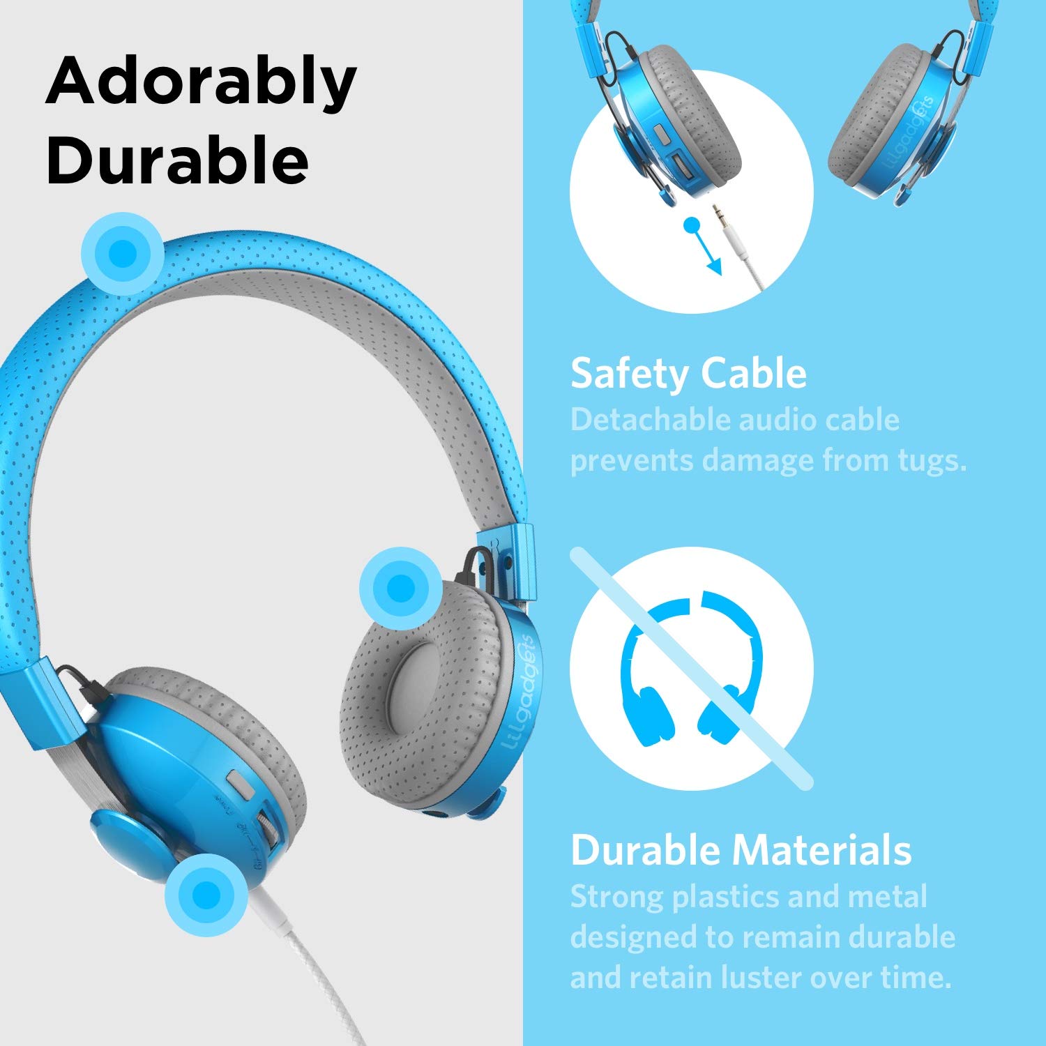 LilGadgets Untangled Pro Wireless Kids Headphones with Microphone - Volume Limited Safe Headphones for Children, SharePort Technology, SoftTouch Ear Cushions (Blue) - Perfect for School, Online Learning & Travel