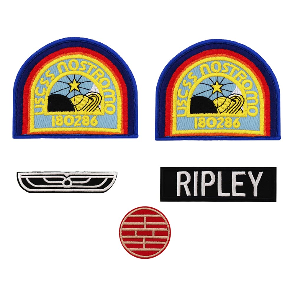 USCSS Nostromo Crew Ripley Halloween Costume Patches - Embroidered Iron-On Alien Movie Patch Set for Cosplay, Jackets & DIY Crafts