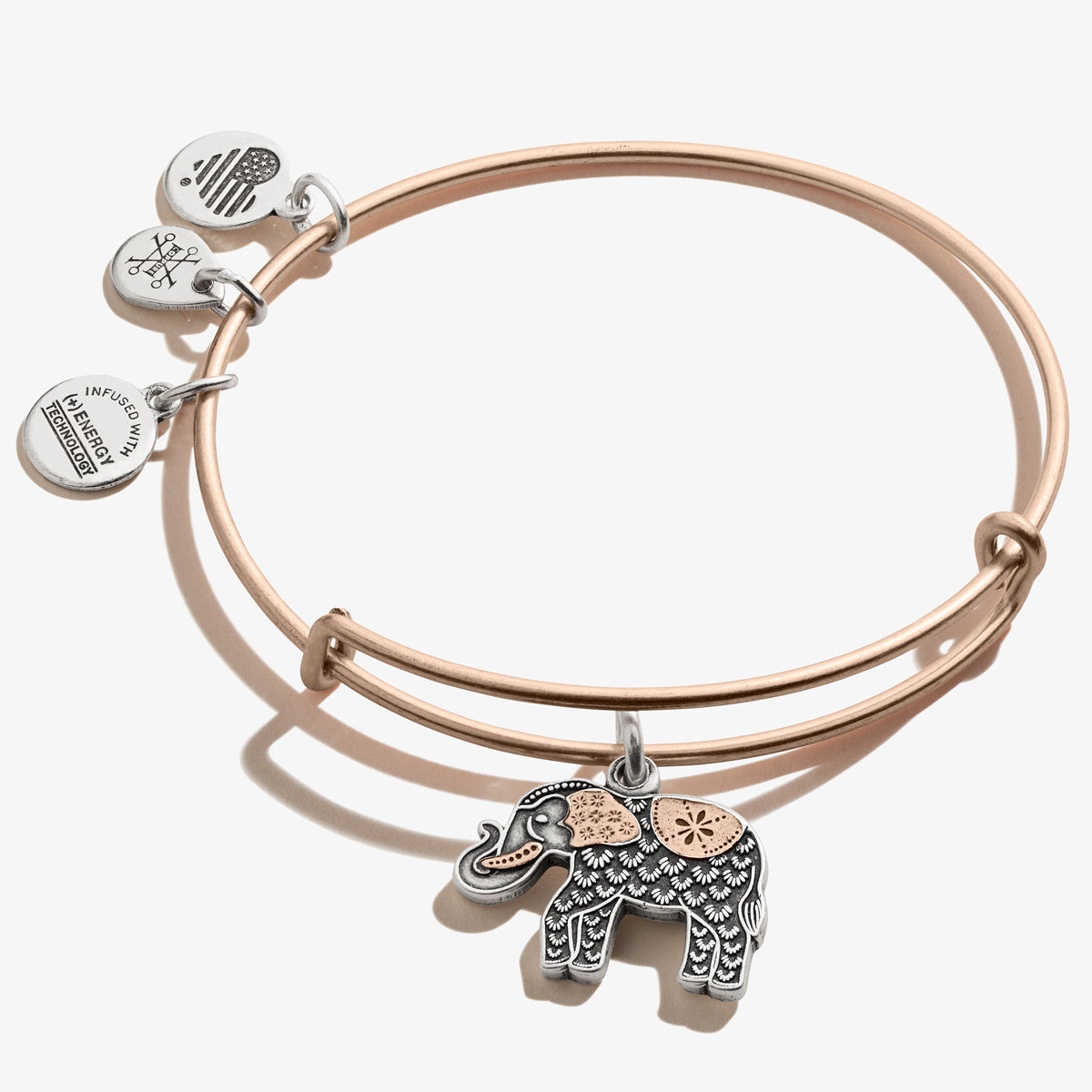 Two Tone Elephant Charm Bangle - Elegant Animal Jewelry for Women | Perfect Gift for Birthday, Anniversary & Boho Fashion Accessories