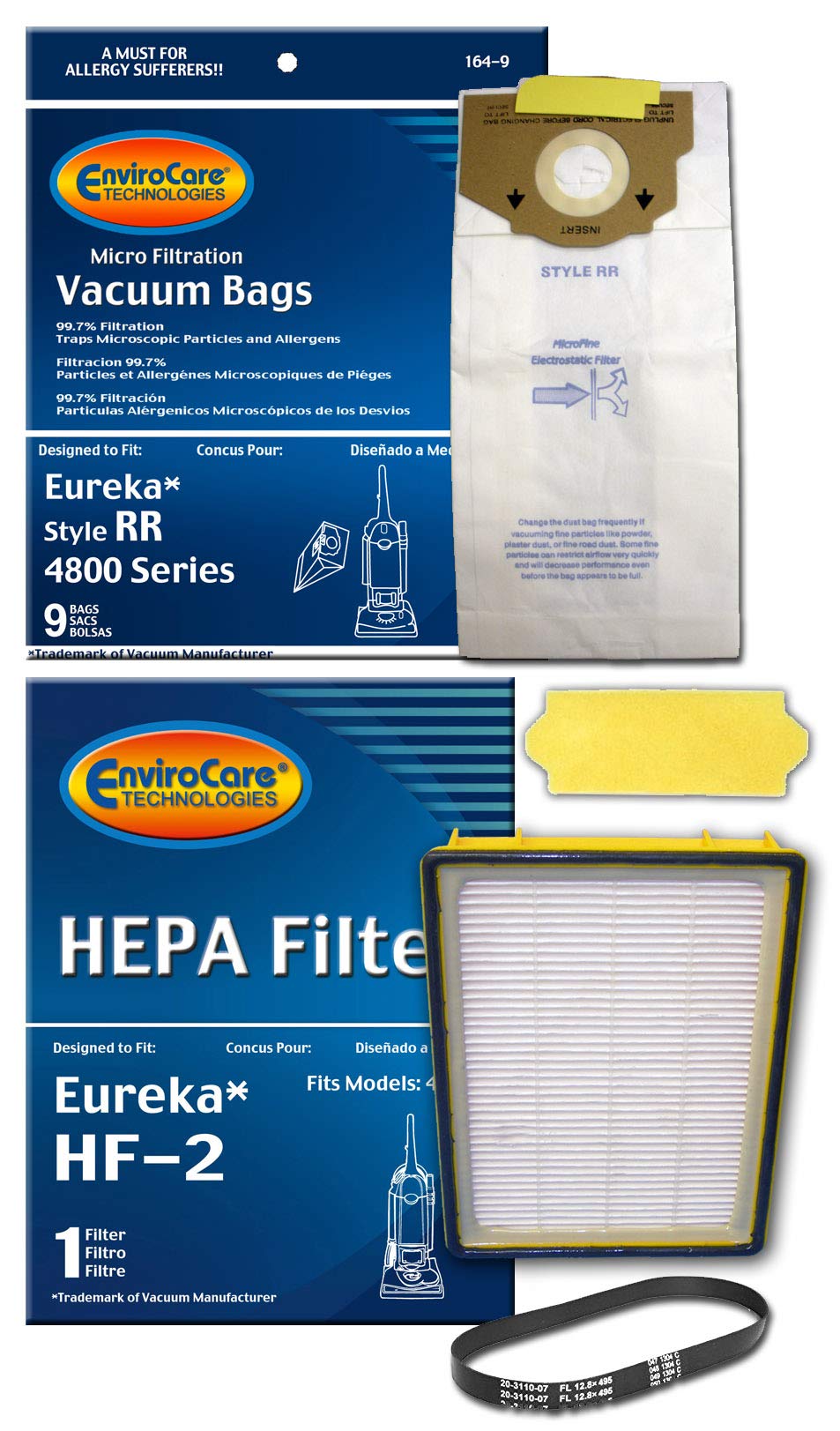 Eureka Vacuum 4870 Replacement Kit - 9 Bags, Belt & Filter for Home Cleaning