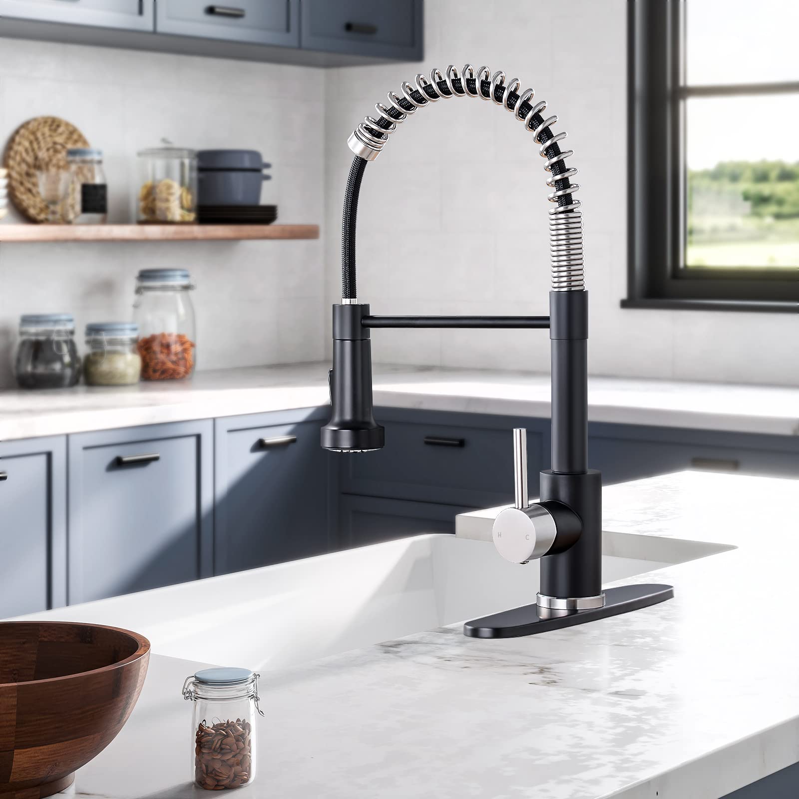 Pull Down Sprayer Kitchen Faucet - Single Handle for Sink - Cooking & Washing